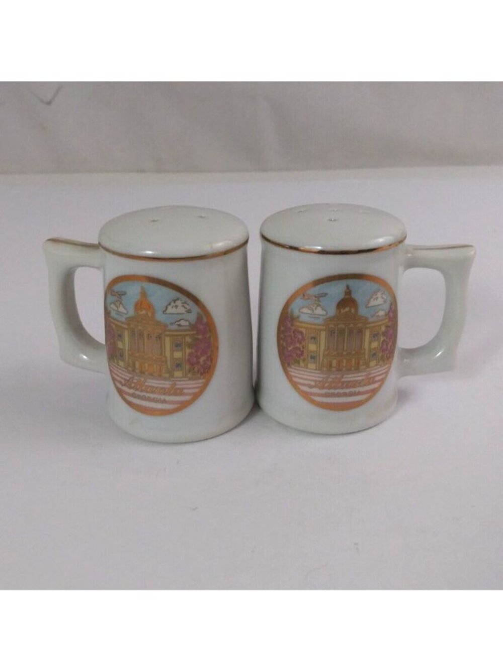 Vintage Scotty MCA Chokin 24K Gold Atlanta Georgia 2.25" Salt & Pepper Shakers